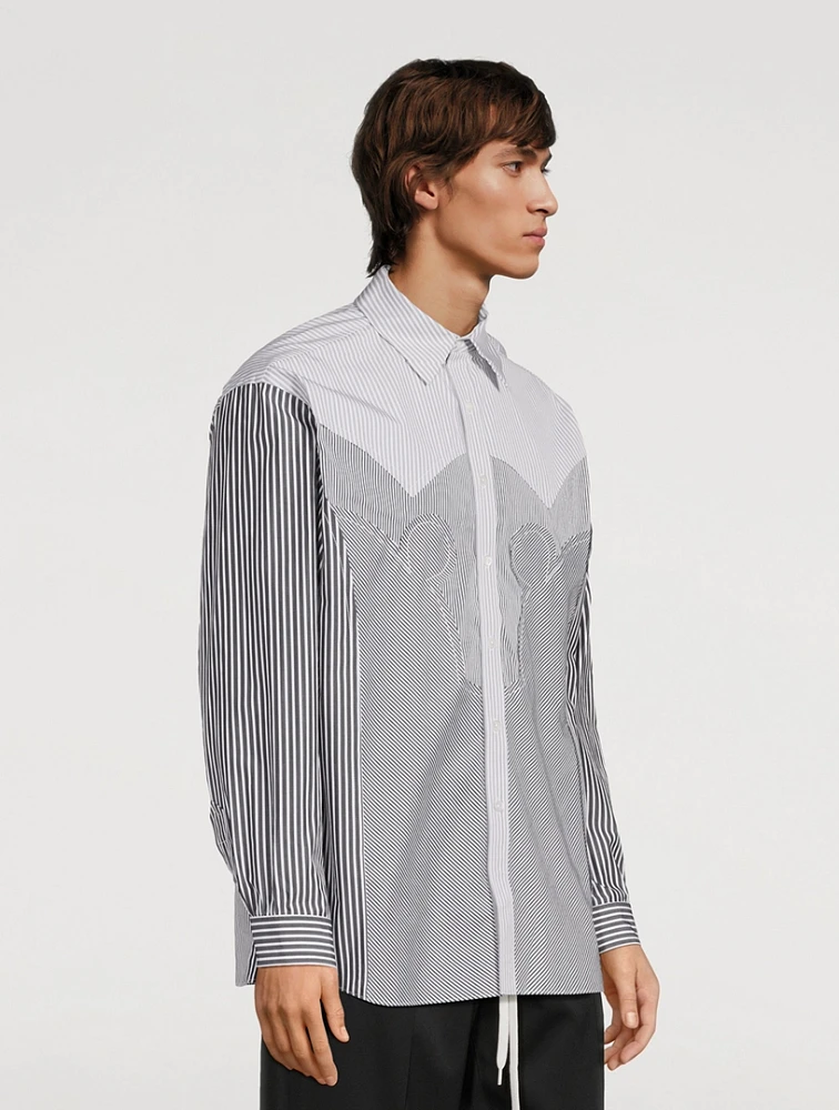 Yoke Stripe Cotton Shirt