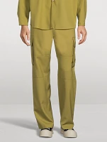Tropical Wool Cargo Pants With Stitching