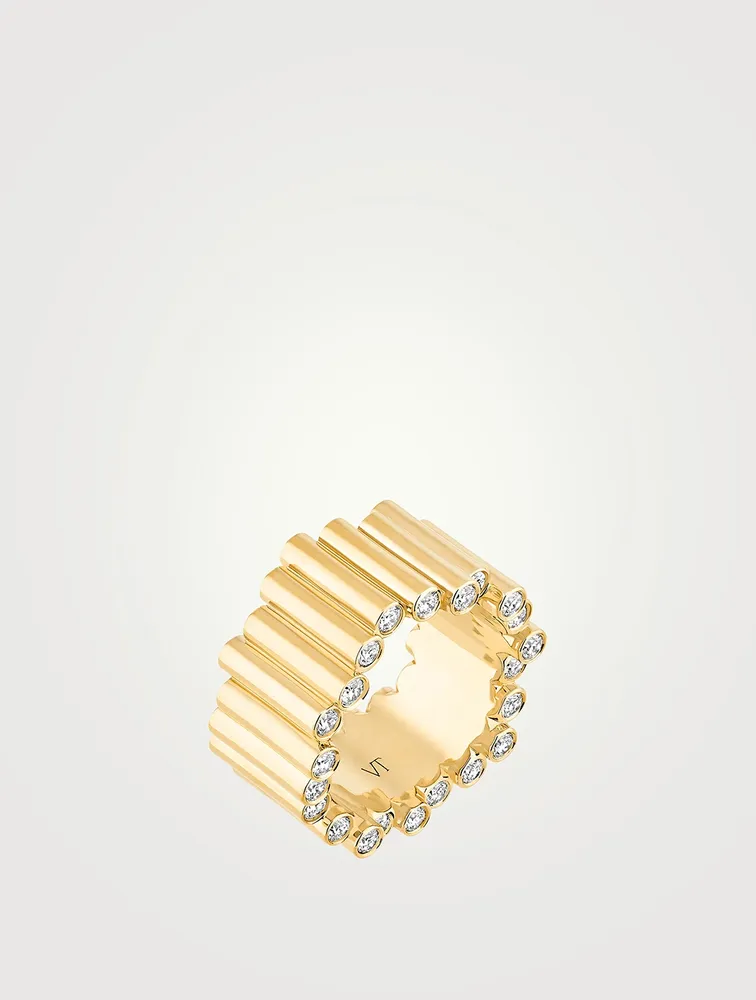 Edge 18K Gold Ring With Diamonds