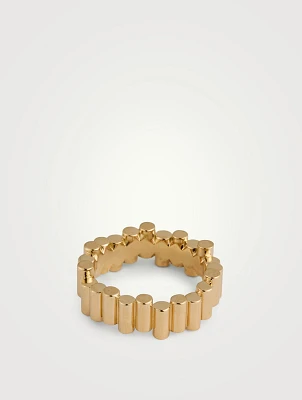 Medium Edge 18K Gold Ring With Diamonds