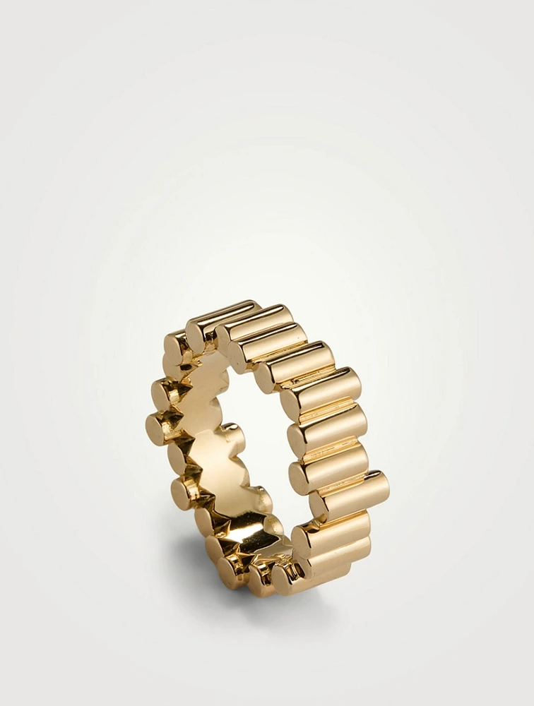 Medium Edge 18K Gold Ring With Diamonds