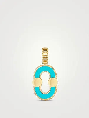 Magnetic 18K Gold Recto Verso Pendant With Lapis Lazuli And Turquoise