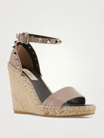 Rockstud Metallic Leather Espadrille Wedge Sandals