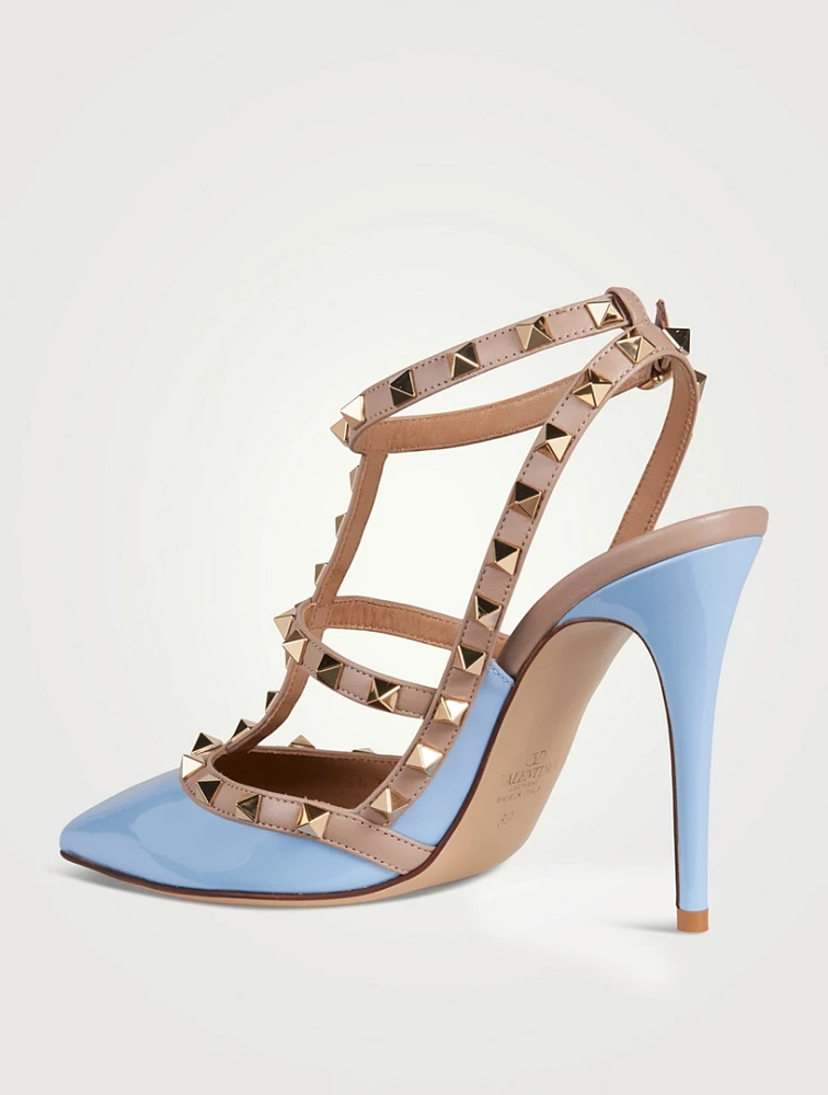Rockstud Leather Ankle-Strap Pumps