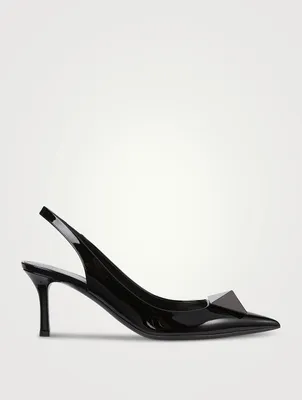 One Stud Patent Leather Slingback Pumps