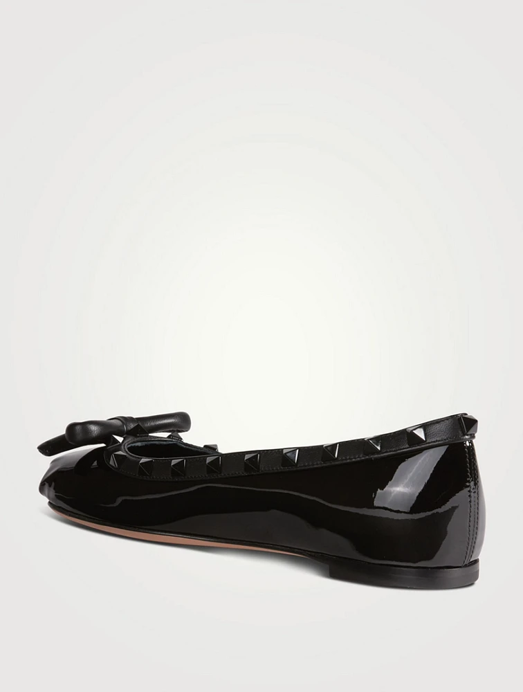 Rockstud Bow Patent Leather Ballet Flats