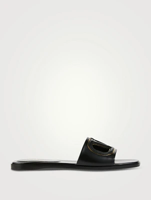 VLOGO Cut-Out Leather Slide Sandals