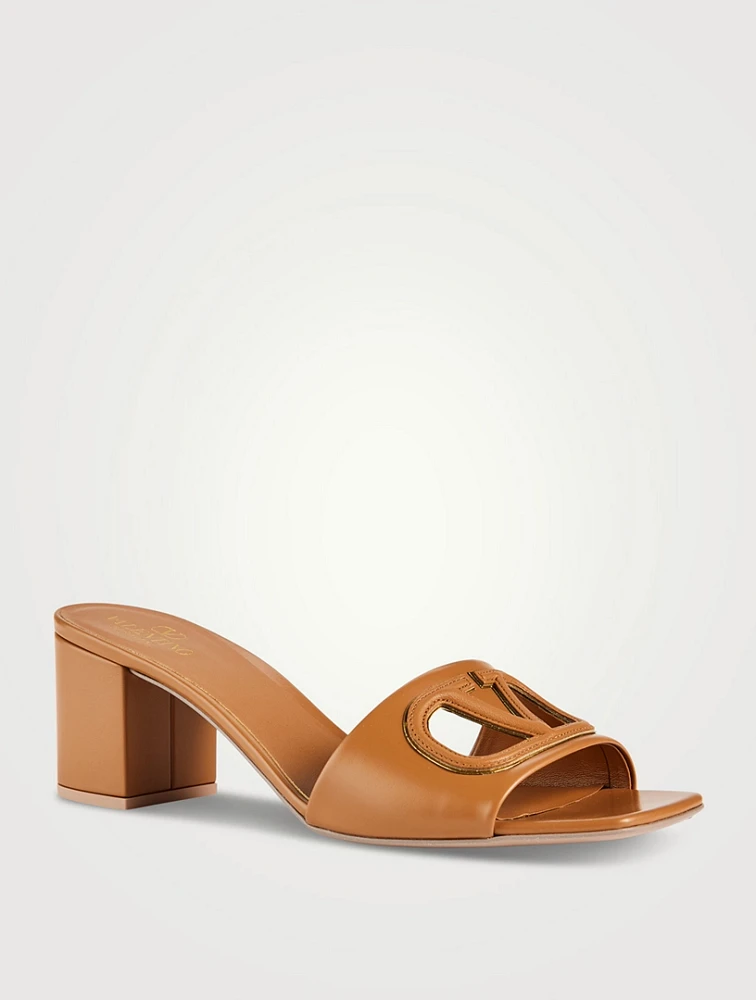 VLOGO Cut-Out Leather Mules