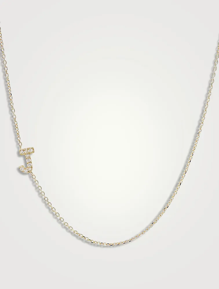 Love Letter Gold J Initial Pavé Diamond Necklace