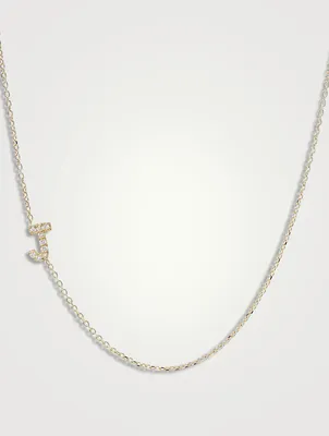 Love Letter Gold J Initial Pavé Diamond Necklace