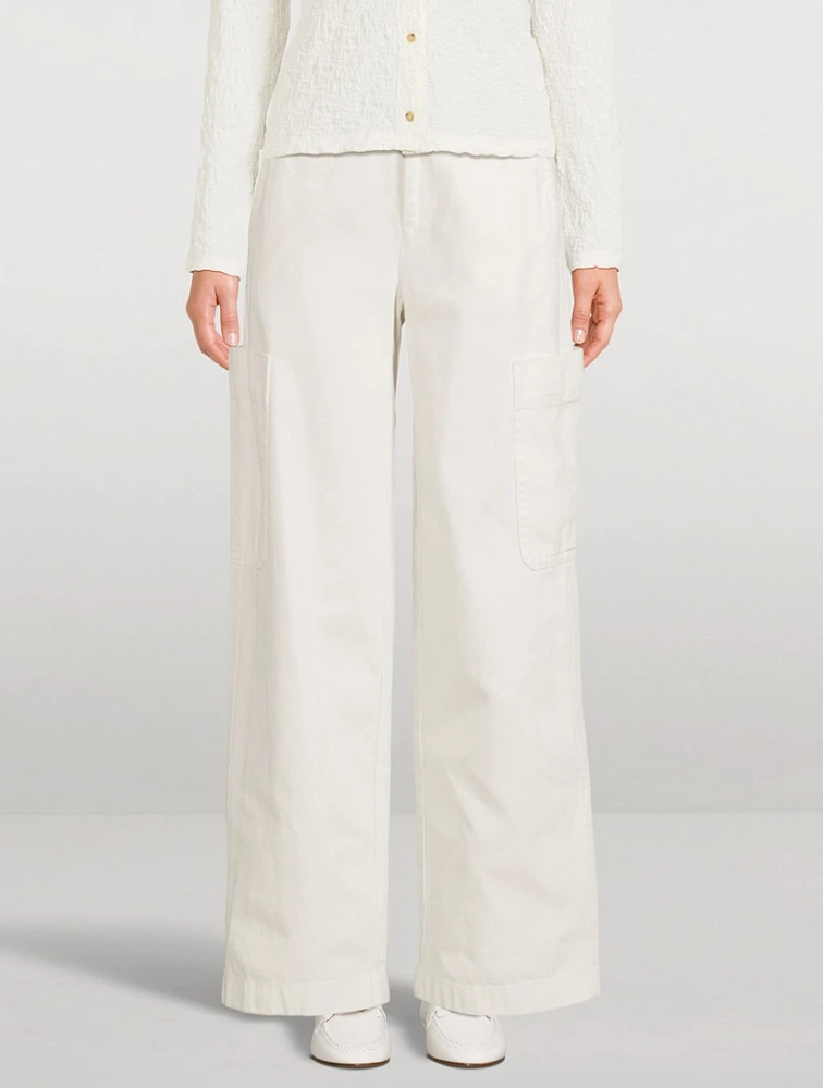 Cotton Wide-Leg Utility Pants