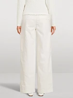 Cotton Wide-Leg Utility Pants