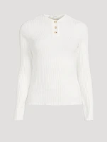 Ribbed Long-Sleeve Henley Shirt