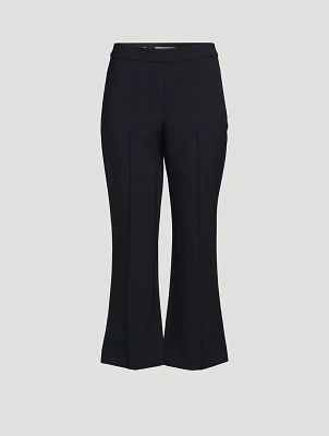 Mid-Rise Pintuck Crop Flare Pants