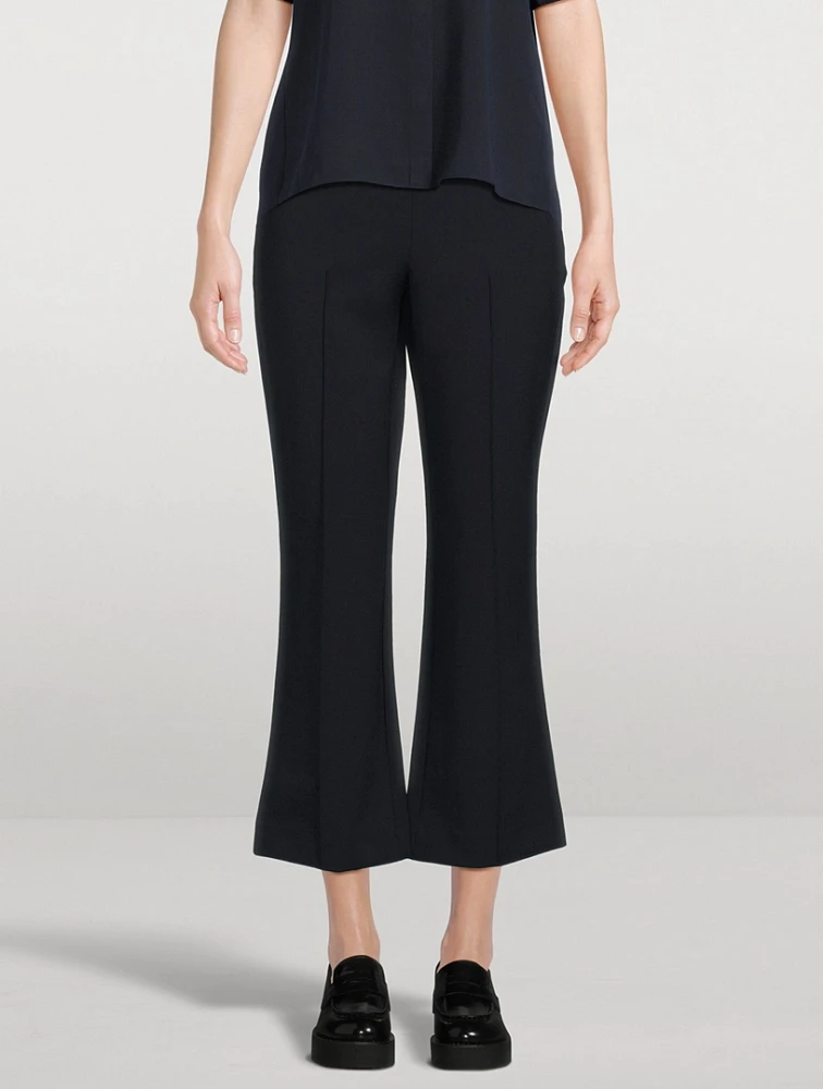 Mid-Rise Pintuck Crop Flare Pants