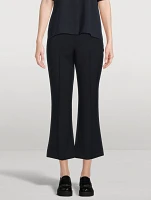 Mid-Rise Pintuck Crop Flare Pants