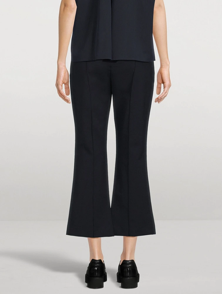 Mid-Rise Pintuck Crop Flare Pants