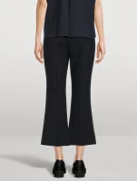 Mid-Rise Pintuck Crop Flare Pants