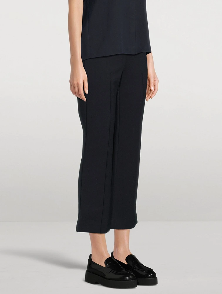 Mid-Rise Pintuck Crop Flare Pants