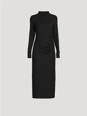 Ruched Long-Sleeve Maxi Dress