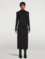 Ruched Long-Sleeve Maxi Dress