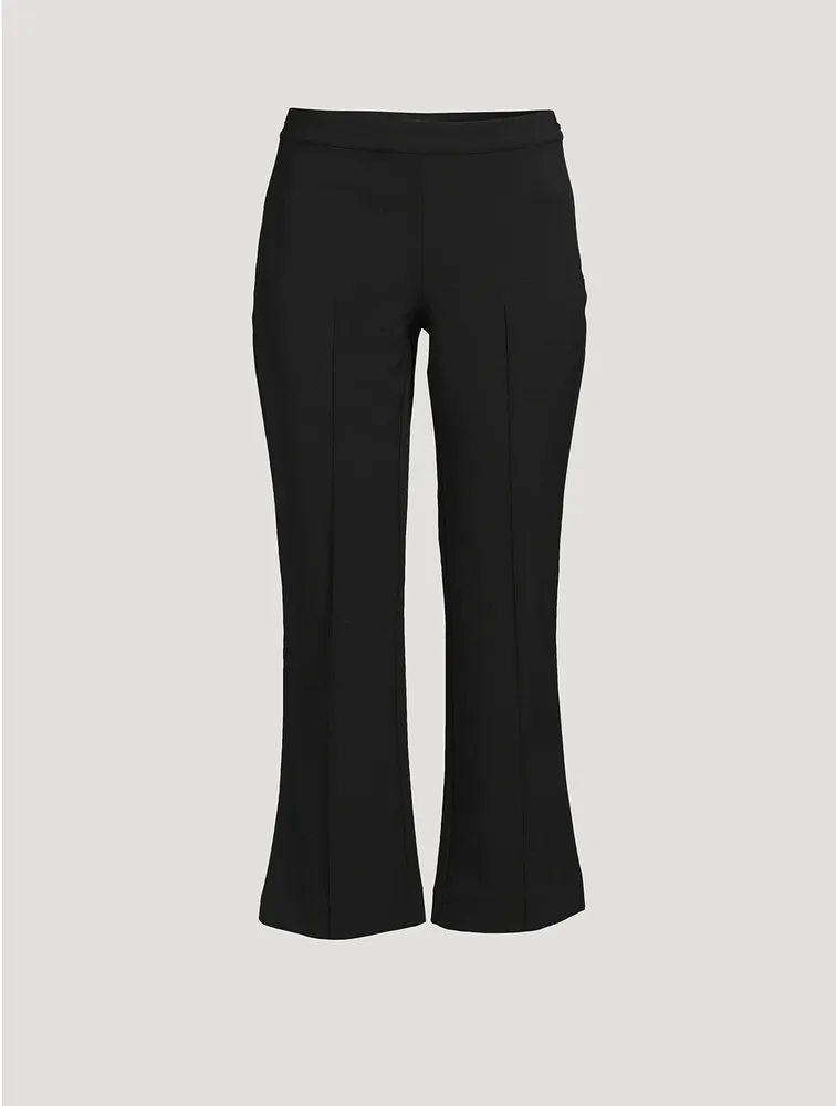 Mid-Rise Pintuck Crop Flare Pants