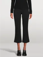 Mid-Rise Pintuck Crop Flare Pants