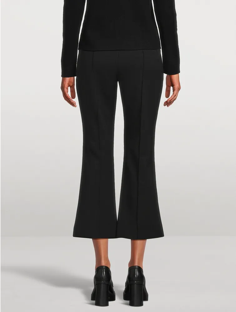 Mid-Rise Pintuck Crop Flare Pants