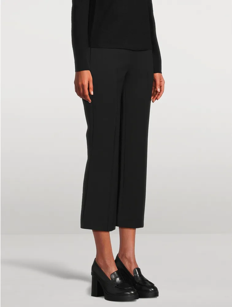 Mid-Rise Pintuck Crop Flare Pants