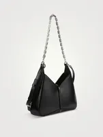 Small Cut Out Leather Shoulder Bag With Chain