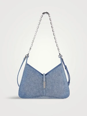 Small Cut Out Denim Shoulder Bag With Chain