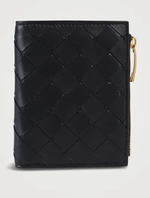 Small Bi-Fold Leather Zip Wallet