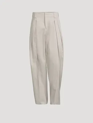 Cotton Twill Pleated Pants