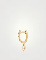 Mini 14K Gold Teardrop Huggie Hoop Earring With Diamonds