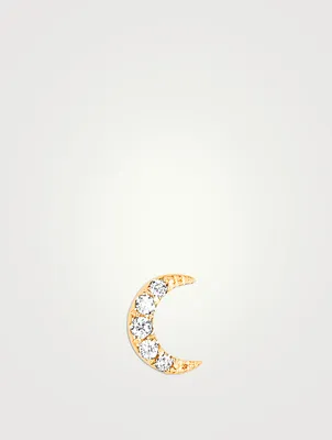 Baby 14K Gold Moon Stud Earring With Diamonds