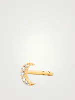 Baby 14K Gold Moon Stud Earring With Diamonds