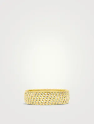 14K Gold Jumbo Twist Ring With Diamonds