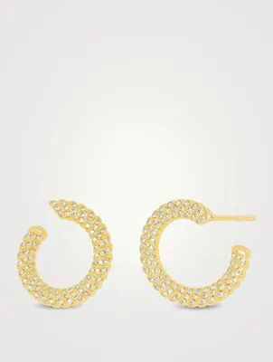 14K Gold Twist Wrap Earrings With Diamonds