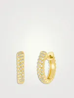 14K Gold Twist Huggie Hoop Earrings With Diamonds