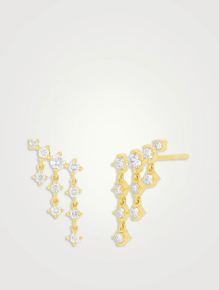 14K Gold Drip Stud Earrings With Diamonds