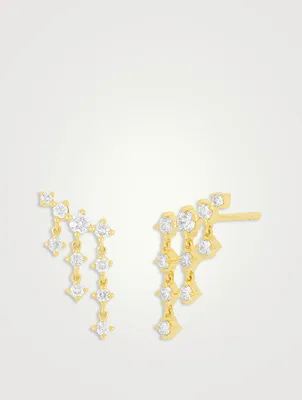 14K Gold Drip Stud Earrings With Diamonds