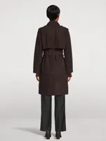 Double-Breasted Suede Trench Coat