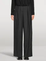 Flannel Wool Wide-Leg Trousers