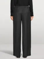 Flannel Wool Wide-Leg Trousers
