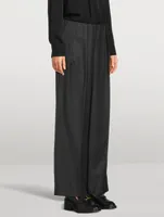 Flannel Wool Wide-Leg Trousers