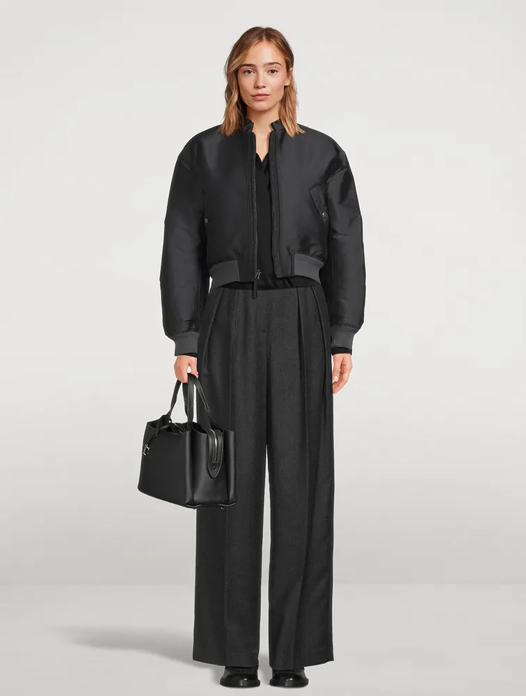 Flannel Wool Wide-Leg Trousers