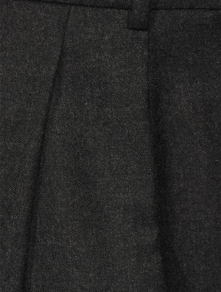 Flannel Wool Wide-Leg Trousers