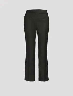 Flannel Wool Straight-Leg Trousers