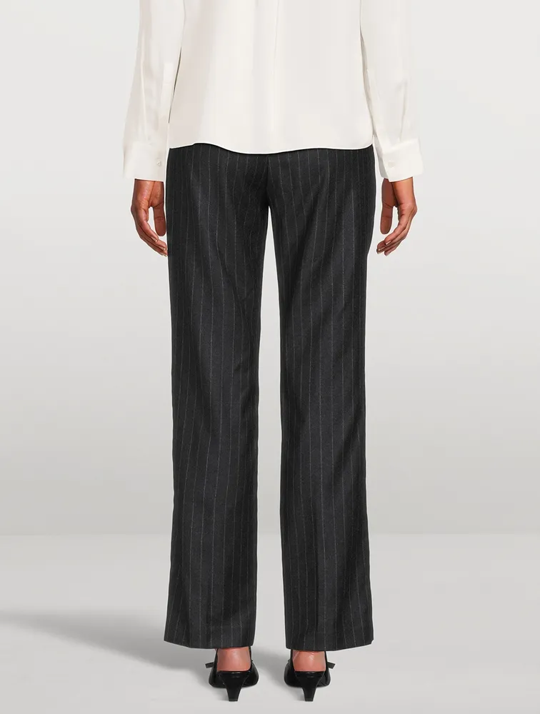 Straight-Leg Trousers Pinstripe Print