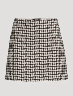 Wool Mini Skirt Houndstooth Print